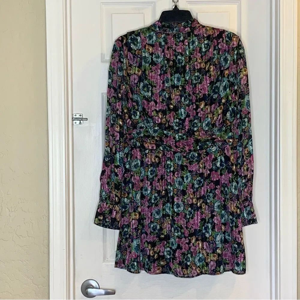 ZARA FLORAL DRESS WITH METALLIC THREAD Size Large - Picture 5 of 16
